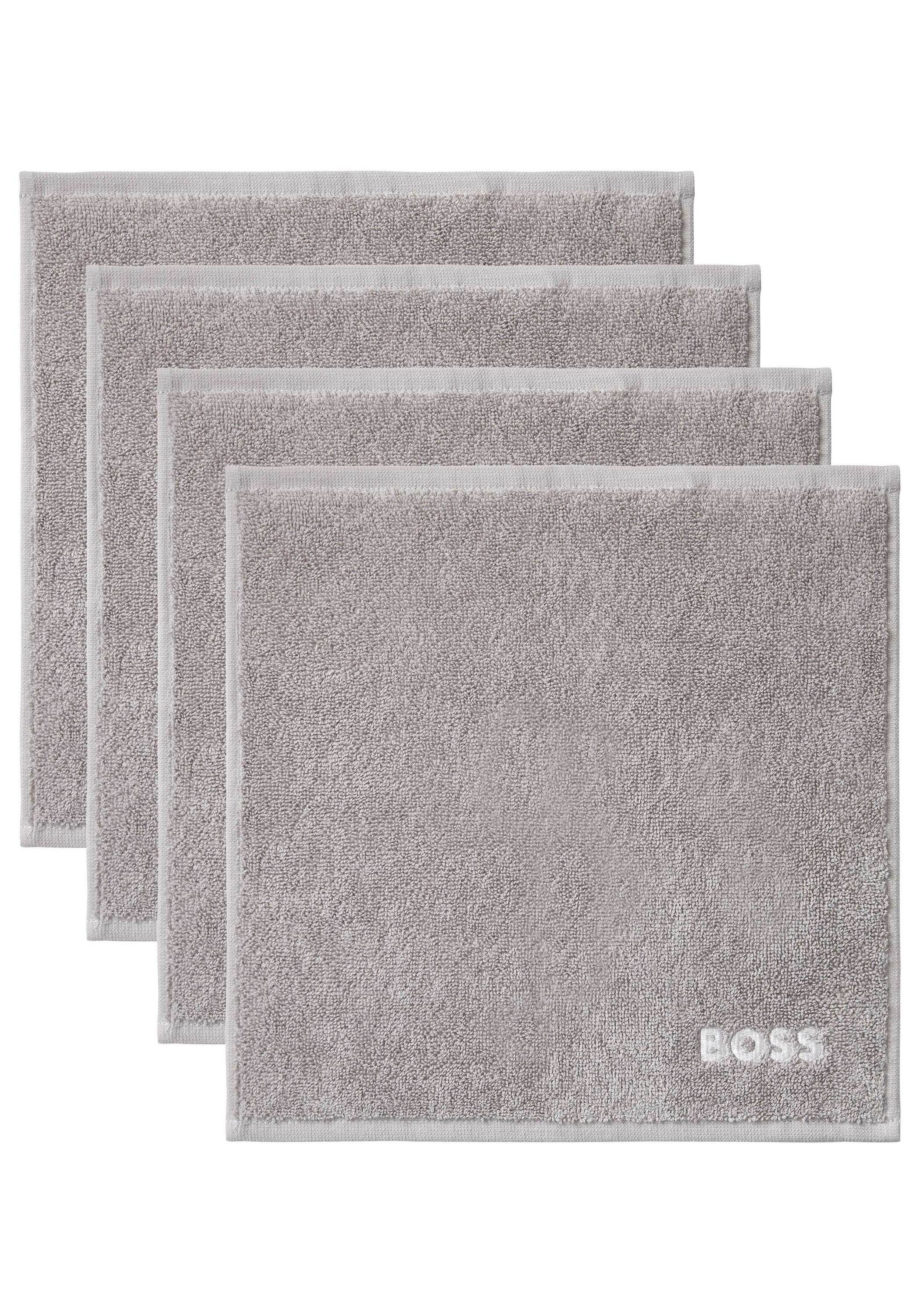 Hugo Boss Home Duschtuch 4er-Set modernem Design Waschlappen, CONCREN mit