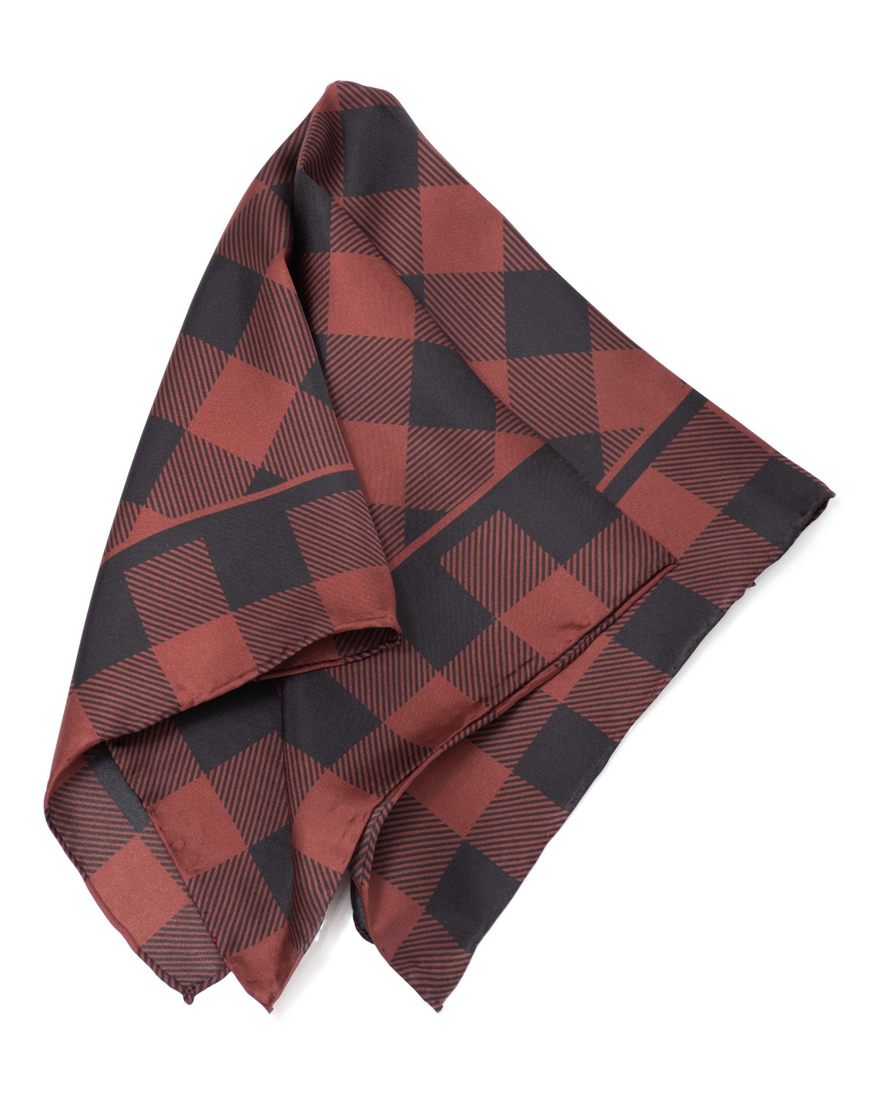 MayTree Seidentuch Herren handrolliert aus Twill-Seide, 53x53 kariert weinrot, (Stück), 100% Seide, mit handrolliertem Rand