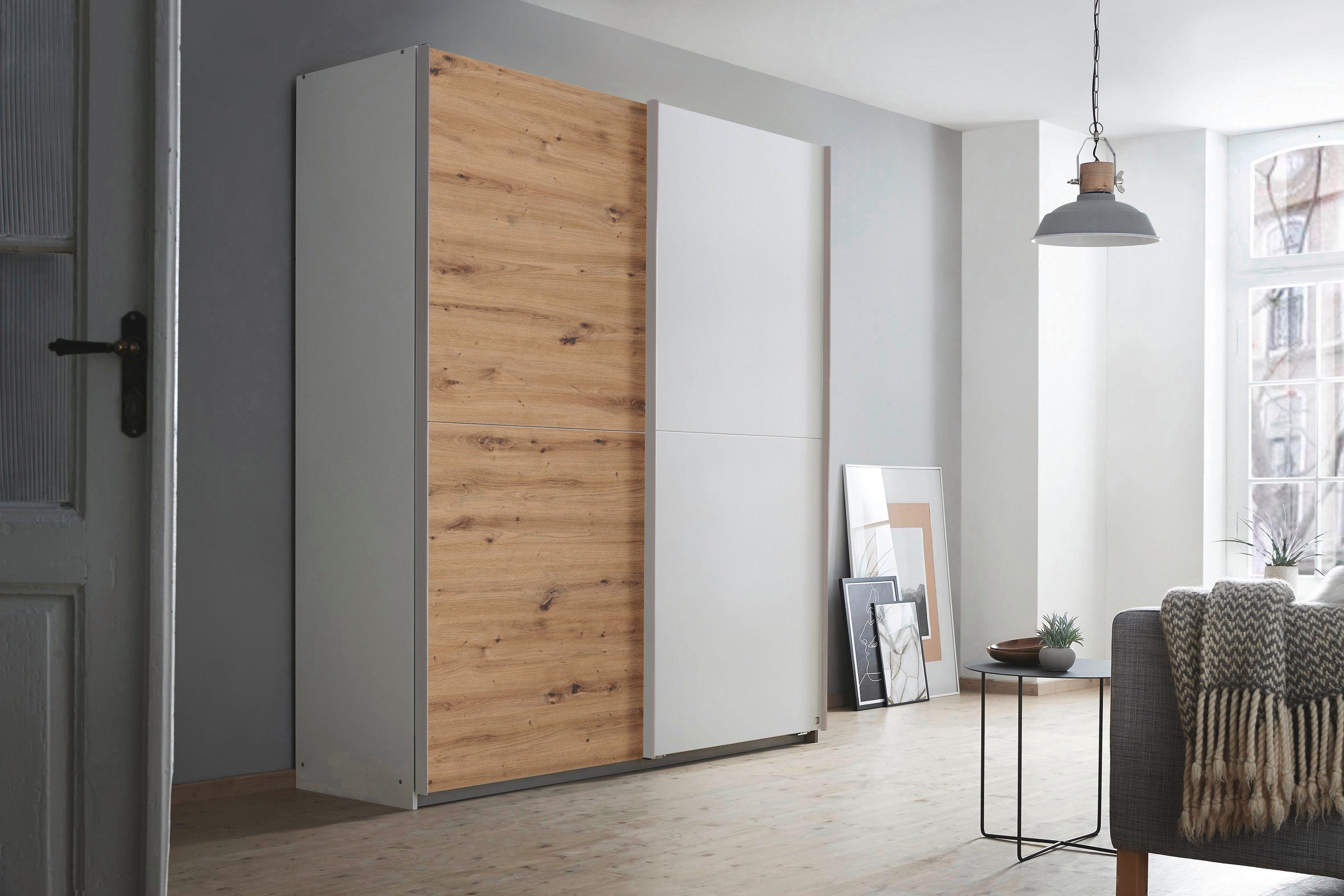 rauch Schwebetürenschrank Kleiderschrank Schrank Garderobe Wäscheschrank SATURN (3 verschiedene Ausstattungen BASIC/CLASSIC/PREMIUM (inkl. SOFT-CLOSE) zeitlose Farbkombinationen, B/H/T: 175/191/59 cm MADE IN GERMANY