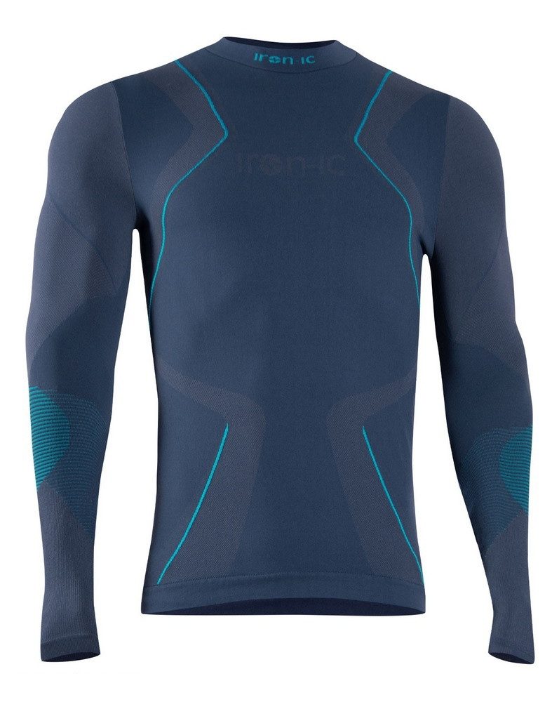 Iron-IC Langarmshirt Funktionsunterwäsche Performance (atmungsaktiv) blau Herren
