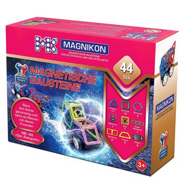 MAGNIKON Magnetspielbausteine MK-44 Der Autopark, 6 Räder, 44 Teile, (Magnetische Bausteine, 44 St., 6 Räder), robuster Kunststof