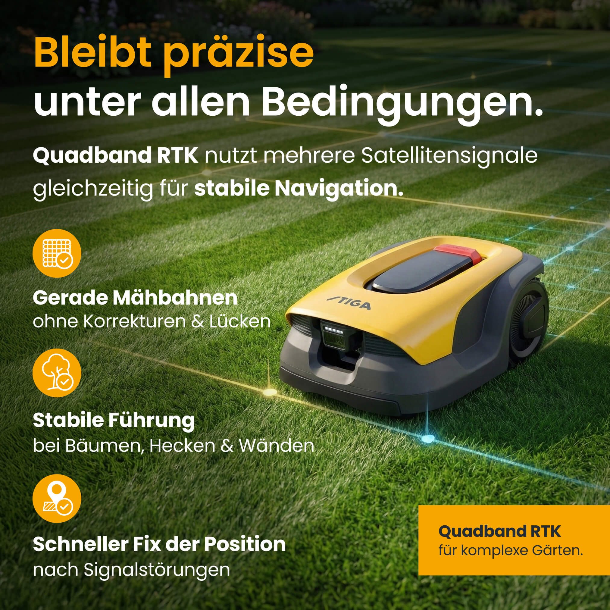 STIGA GARDEN Rasenmähroboter A 10v, bis 1000 m² Rasenfläche, (Set), App-Steuerung, Mehrzonen-Management, RTK+KI-Kamera+VISTA-Technologie