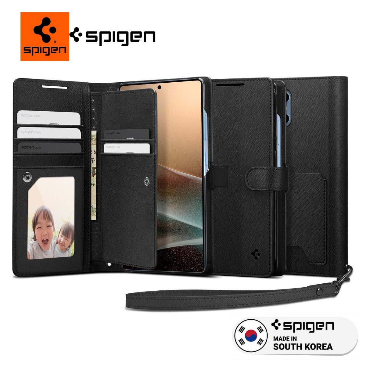 Spigen Smartphone-Hülle Handyhülle Wallet für Samsung Galaxy s25 Ultra Handytasche, Hochwertiges Kunstleder, Magnetischer Verschluss