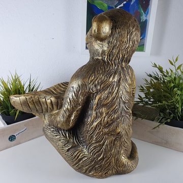 Aspinaworld Dekofigur Goldene Affen Figur mit Schalle in den Händen 36 cm
