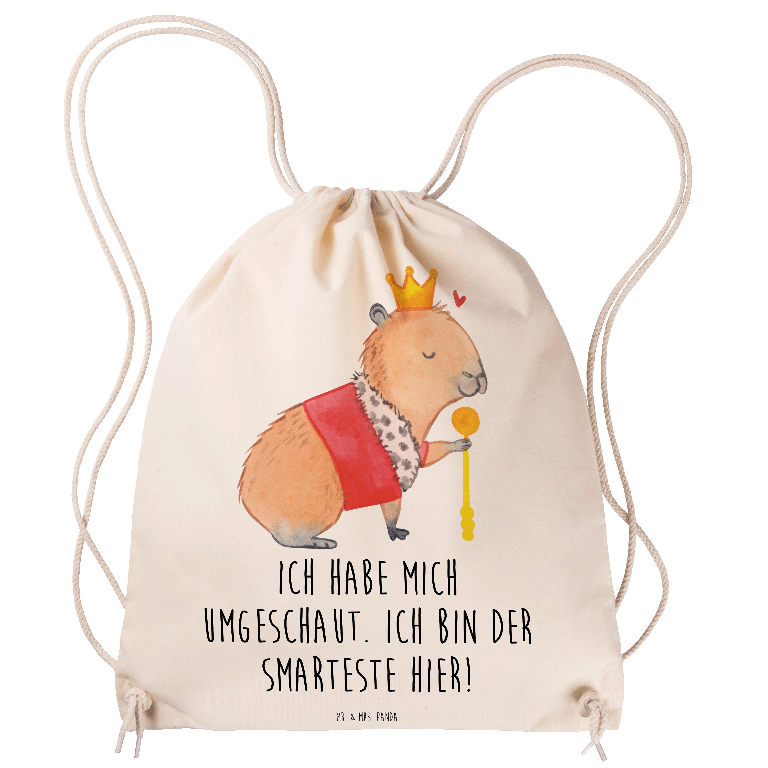 Sportbeutel Geschenk, - Capybara Panda (1-tlg) Sporttasche König - Mr. Sprüche, lustige Mrs. Transparent &