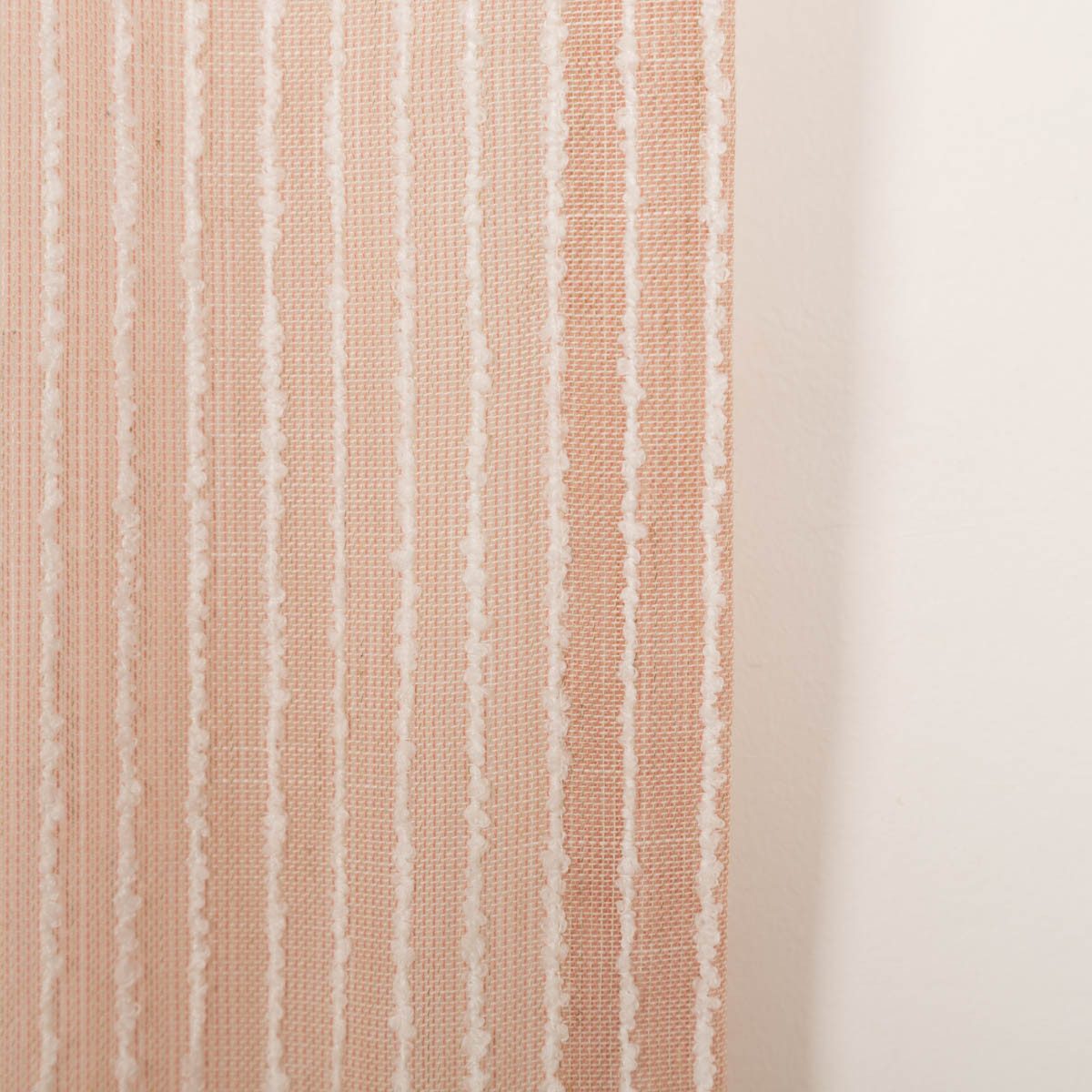 SCHÖNER LEBEN. Vorhang Gardine Smok-Schlaufe Bouclé Streifen rosa 2,45m Höhe, Smokband, leicht perforiert, Voile, handmade