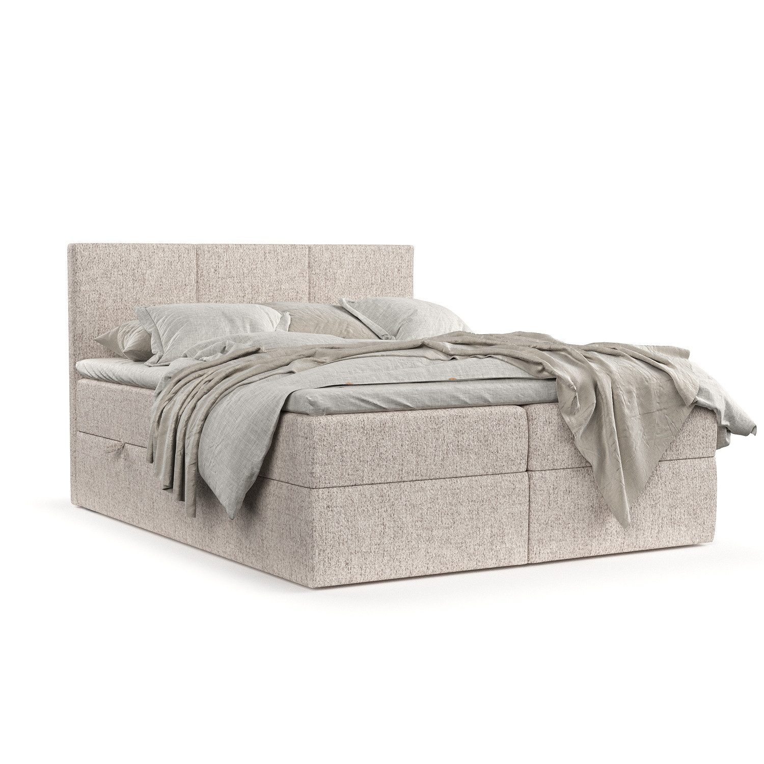 Maison de Rêve Boxbett Jonah mit Bettkasten (Matratze, Stauraum, Kopfteil, Topper), Boxspringbett mit Bonellmatratze H3, Doppelbett, inkl. Topper