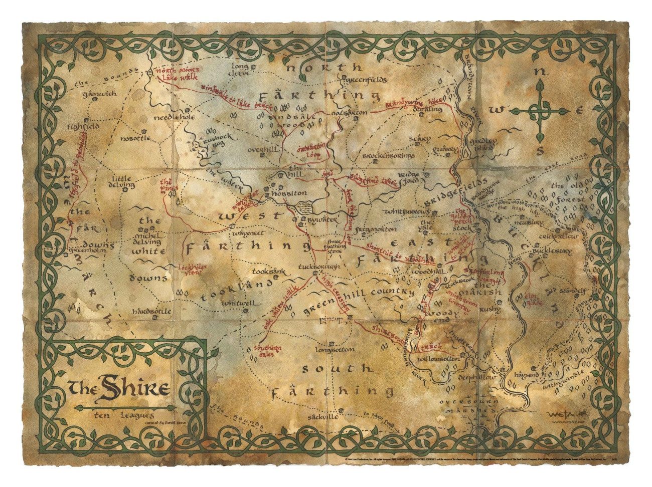 Weta Workshop Poster Der Hobbit Kunstdruck Map of the Shire 74 x 54 cm