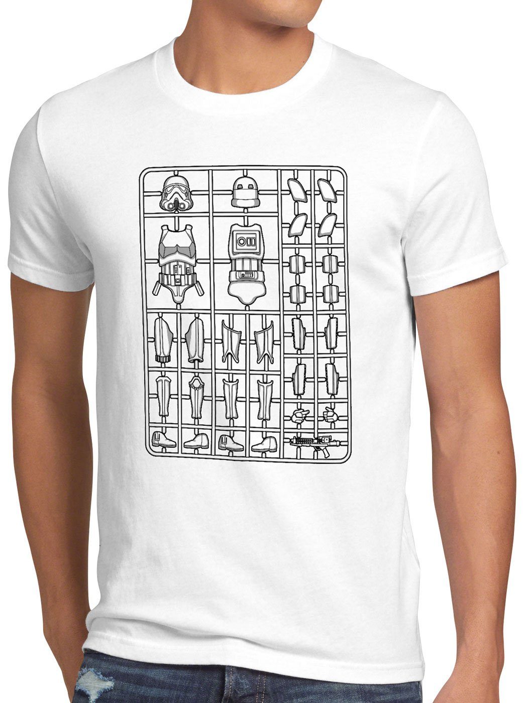 style3 Print-Shirt Herren T-Shirt Stormtrooper Bausatz imperium sturmtruppen weiß