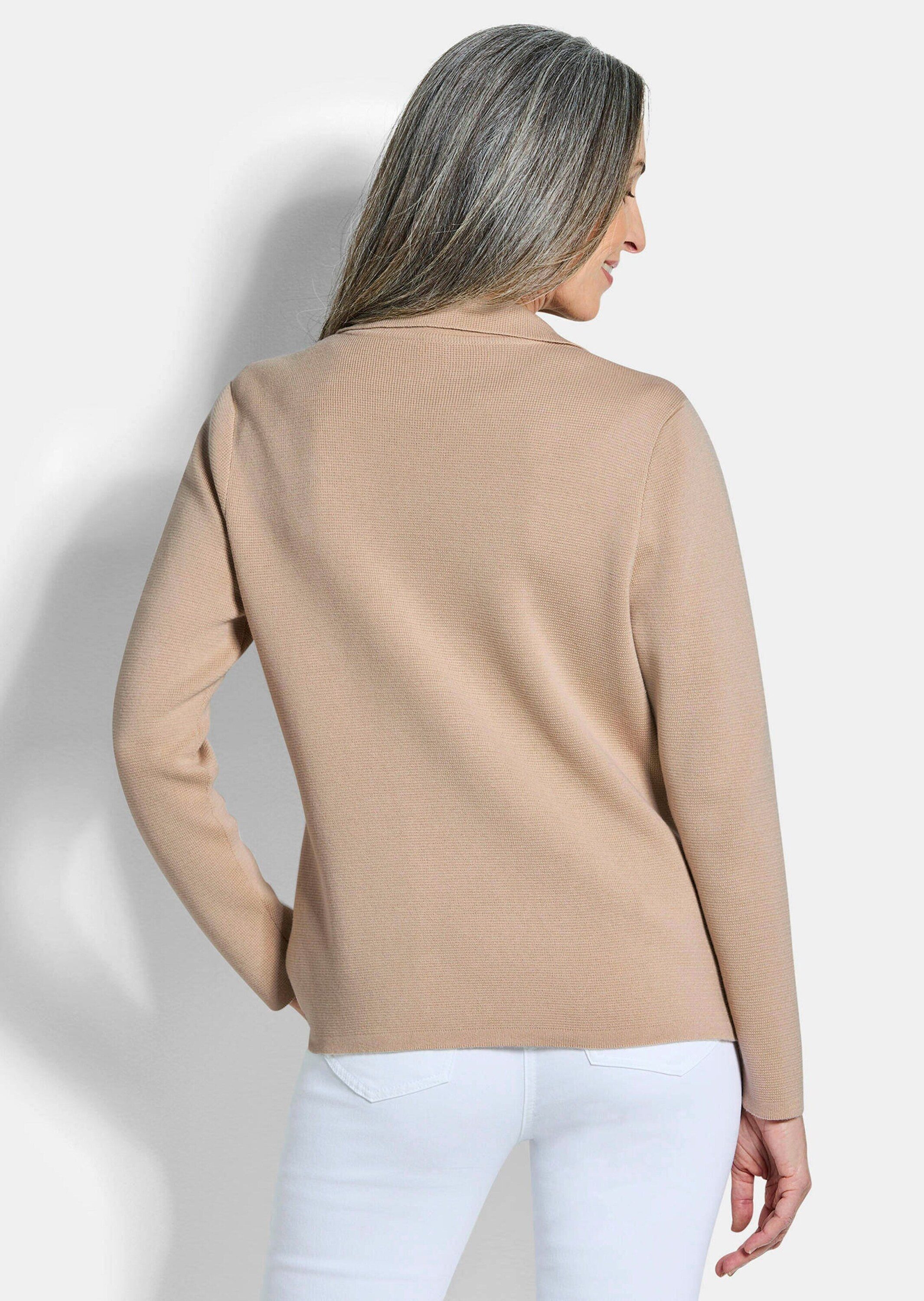 GOLDNER Jerseyblazer Milano-Ripp-Blazer mit Reverskragen Viskoseblazer mit aufgesetzte Taschen, Knopfverschluss und Langarm