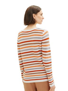 TOM TAILOR Strickpullover Langarm Strickpullover Rundhals Sweater aus Baumwolle OTTOMAN 4656 in Orange