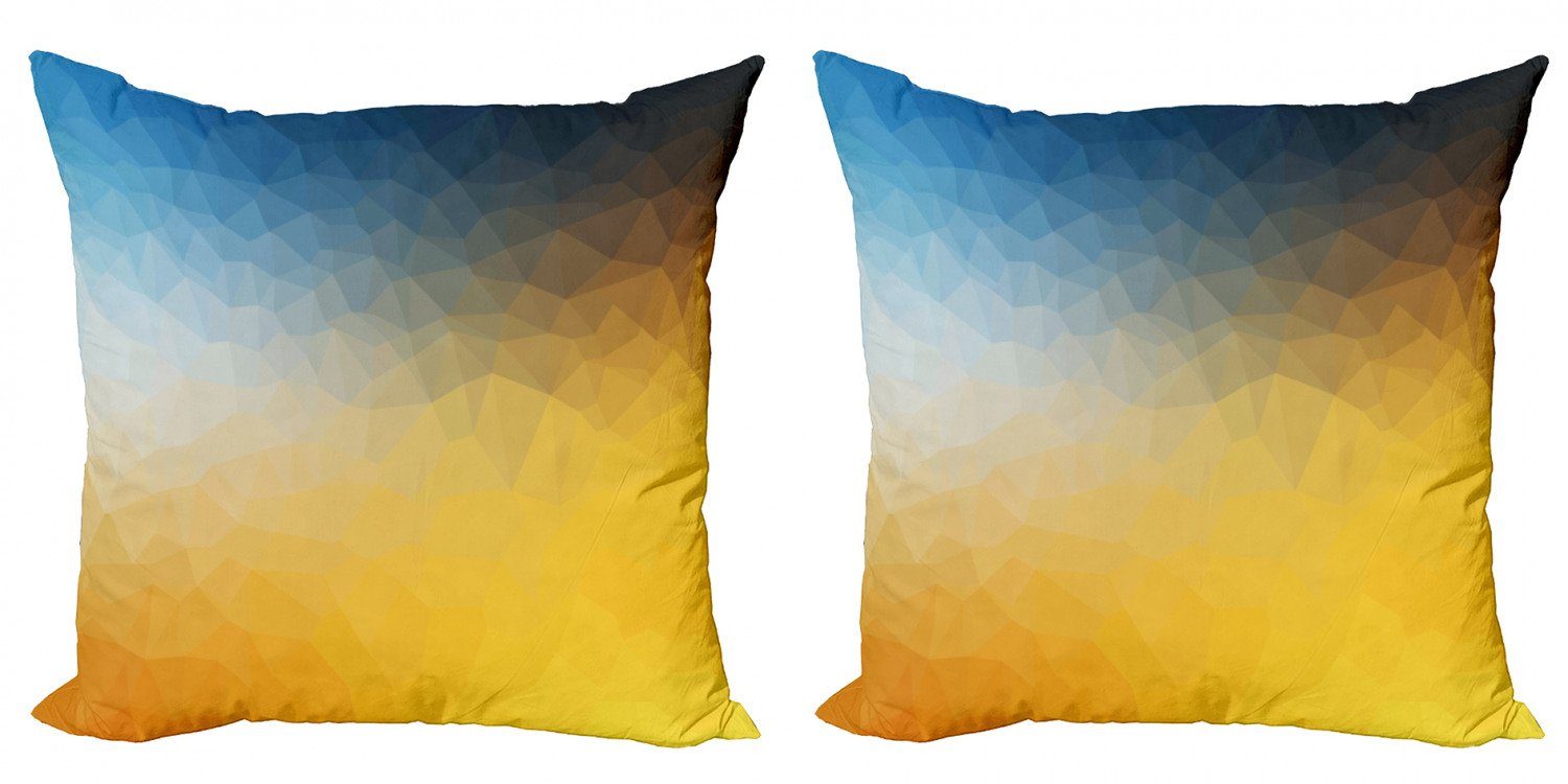 Kissenbezüge Modern Accent Doppelseitiger Digitaldruck, Abakuhaus (2 Stück), Gelb und Blau Polygon Fractal