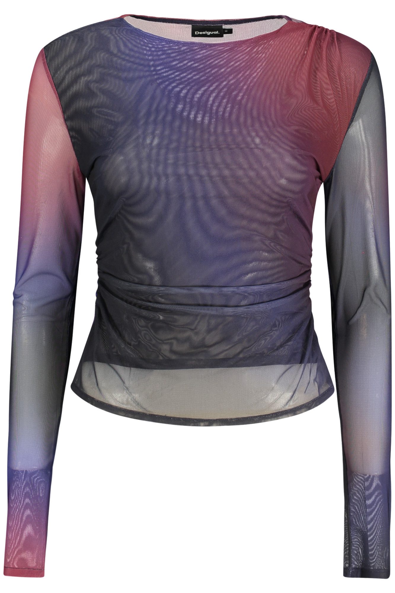 Desigual T-Shirt Langarmshirt Damen Blau – Halbtransparent mit