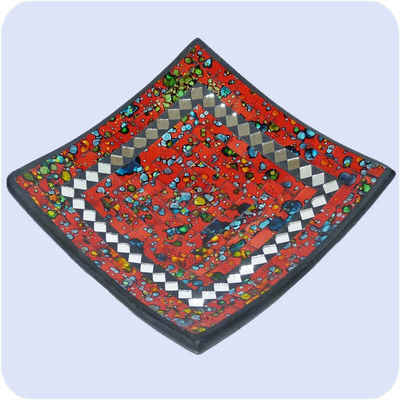 SIMANDRA Dekoschale Mosaik Schale Quadrat B: ca. 11 cm Tonschale Glasschale Dekoschale Kunsthandwerk Glassteine Deko (1 Stück)