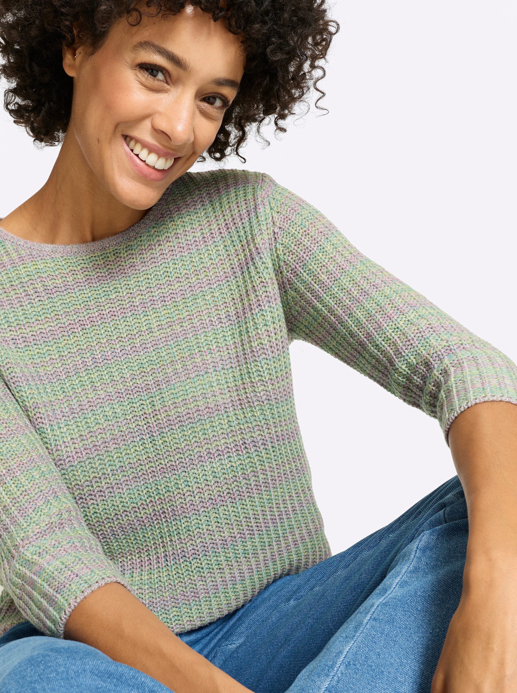 Sieh an! Strickpullover 3/4-Arm-Pullover 3/4-Arm Grobstrick