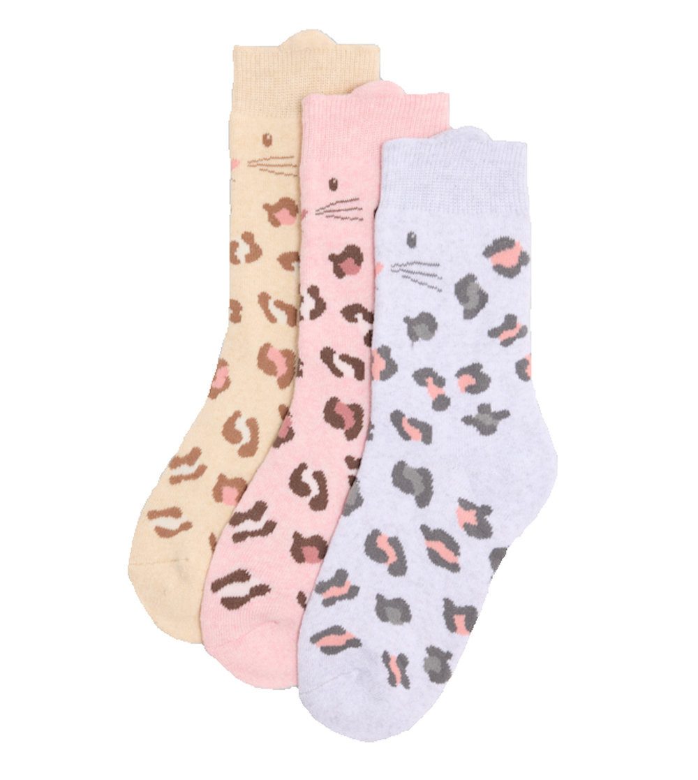 YSABEL MORA Thermosocken Ysabel Mora 3er Pack Mädchen Thermosocken Strümpfe Katzengesicht Leo (3-Paar)