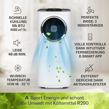 Klarstein Klimagerät Kraftwerk Smart, Klimagerät mobil Air Conditioner Kühlgerät Luftkühler