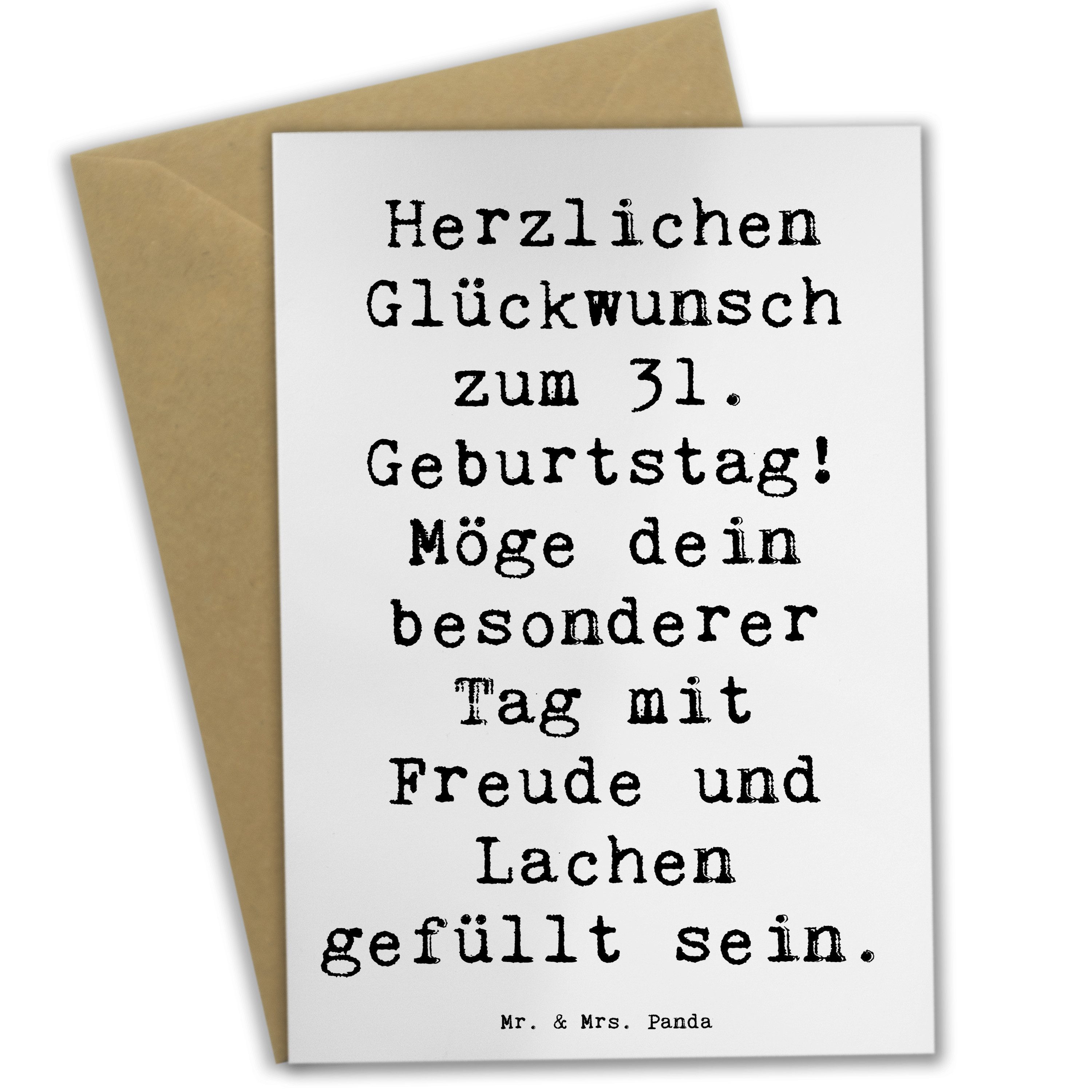 Grußkarte Spruch 31. Geburtstag - Weiß - Geschenk, Geburtstagspanda, Happy Birt