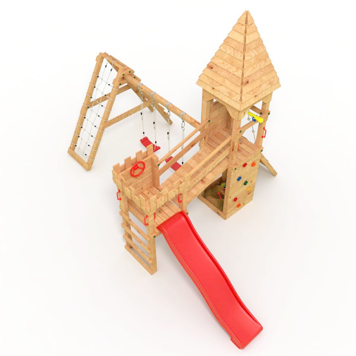 bibex Spielturm Ritterburg "XL120" + Spitzdach