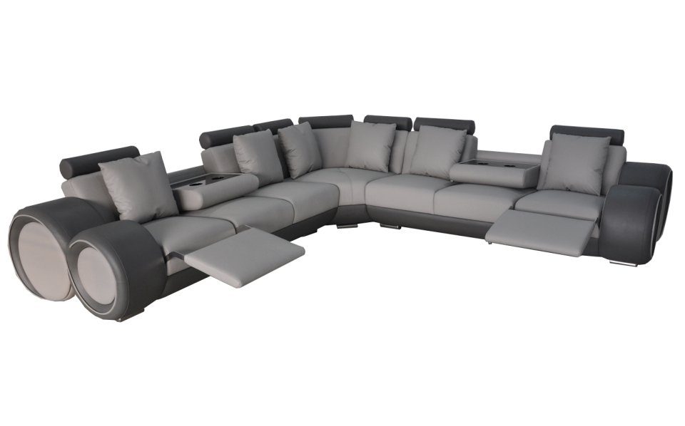 Sofa Couch Ecke Modern Leder Ledersofa XXL Wohnlandschaft Ecksofa, JVmoebel L-form