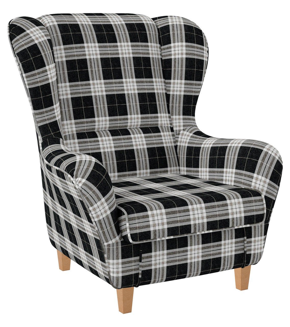 Supellex Ohrensessel Sofia Relaxsessel mit Hocke Design Oxford kariert günstig online kaufen