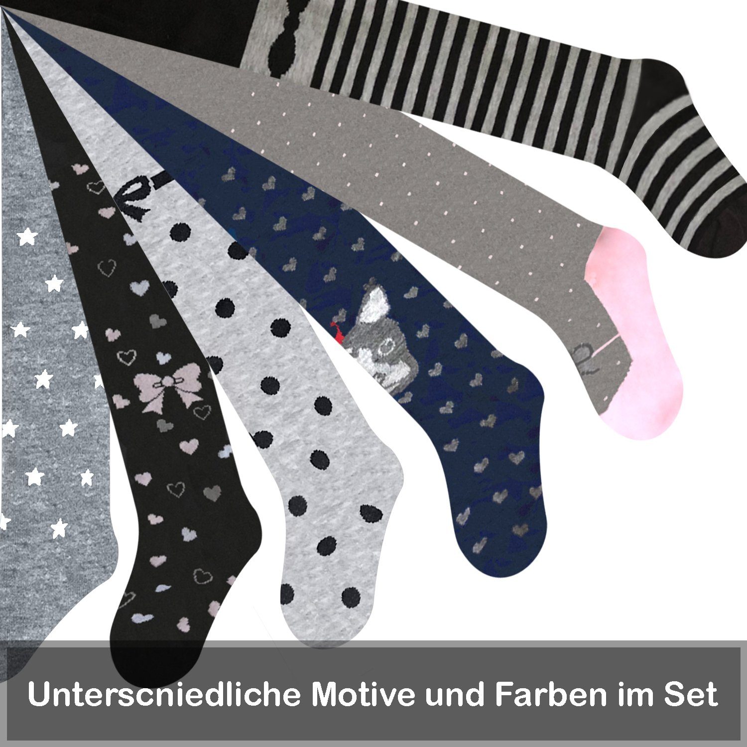 L&K-II Strickstrumpfhose 27256 (6er-Packung) aus Baumwolle mit hübschen Motiven – Bild 5 von 5