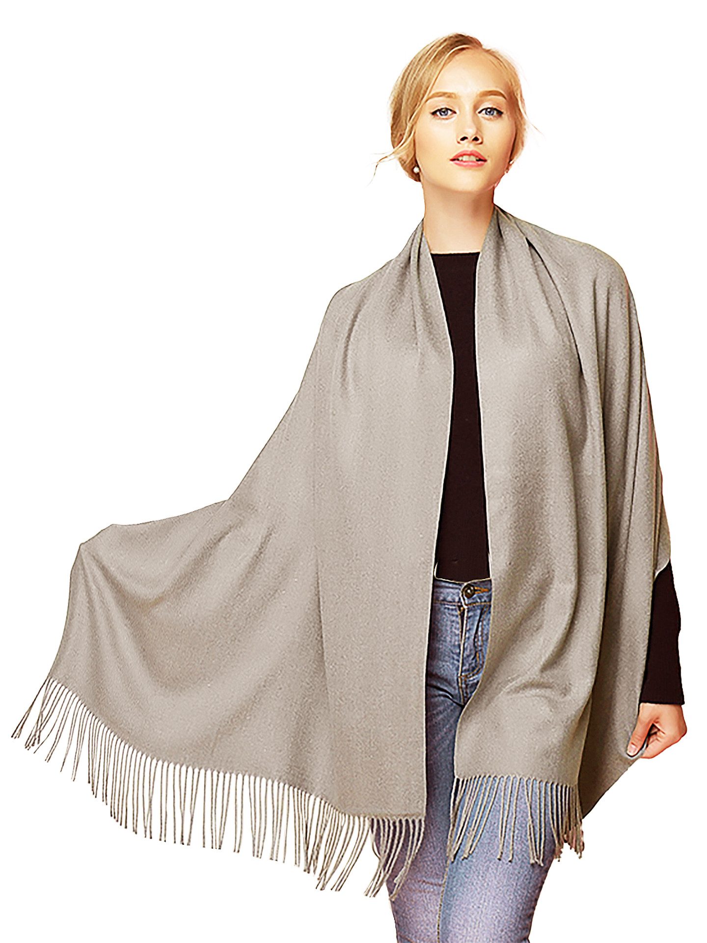 Moschen-Bayern Kaschmirschal Pashmina Stola Damen Kaschmir Schultertuch Abendkleid festlich Schal, mit Fransen