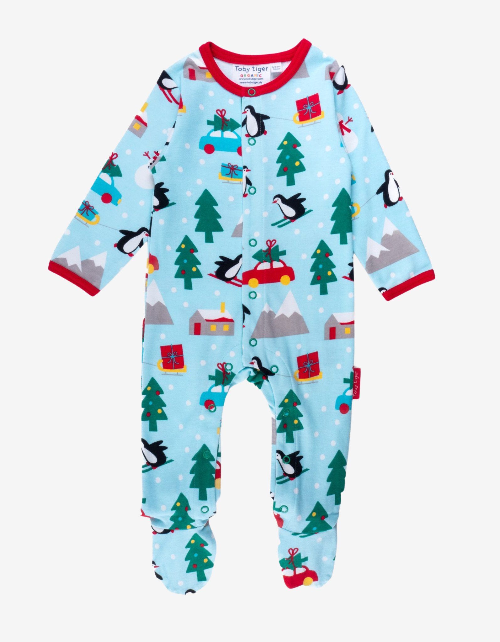 Tiger Schlafanzug mit weihnachtlichem Toby Schlafanzug Print