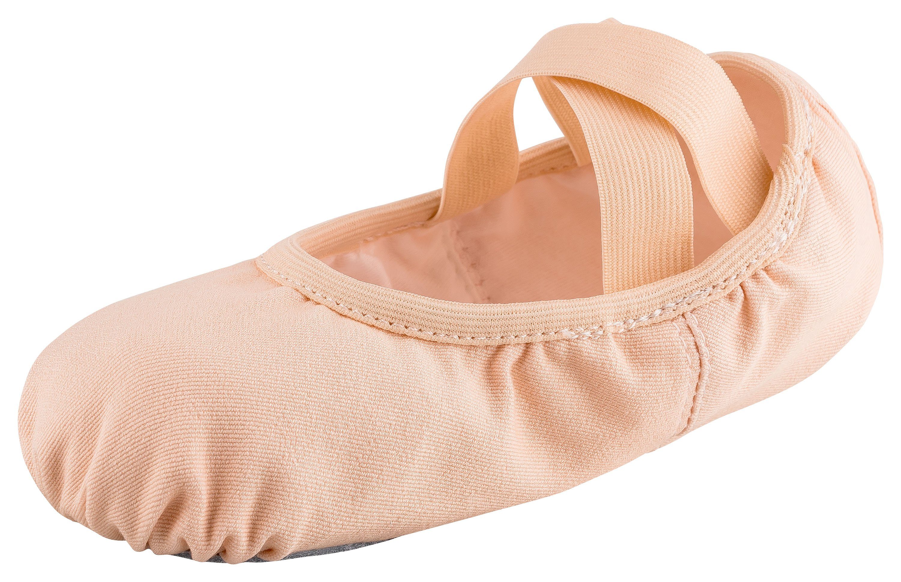 tanzmuster Ballettschläppchen "Jona" aus Baumwoll-Stretch, ganze Sohle Tanzschuh Ballettschläppchen für Kinder und Erwachsene – Bild 4 von 5