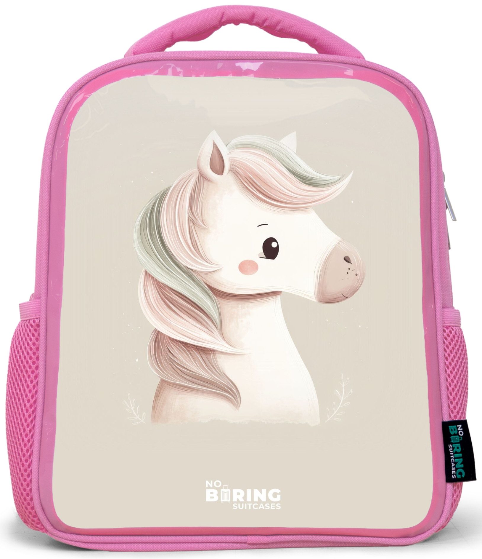 NoBoringSuitcases.com© Rucksack Rosa - Pony in rosa Pastellfarben, Kinderrucksack, Schulrucksack, Freizeitrucksack, Mädchen, Kindergarten