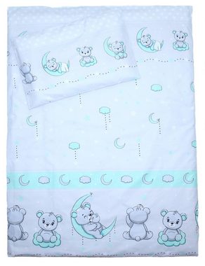 Babybettwäsche Baby Bettset- 6 teiliges Set mit Vollstoff Himmel Bettwäsche Nestchen, Primawela