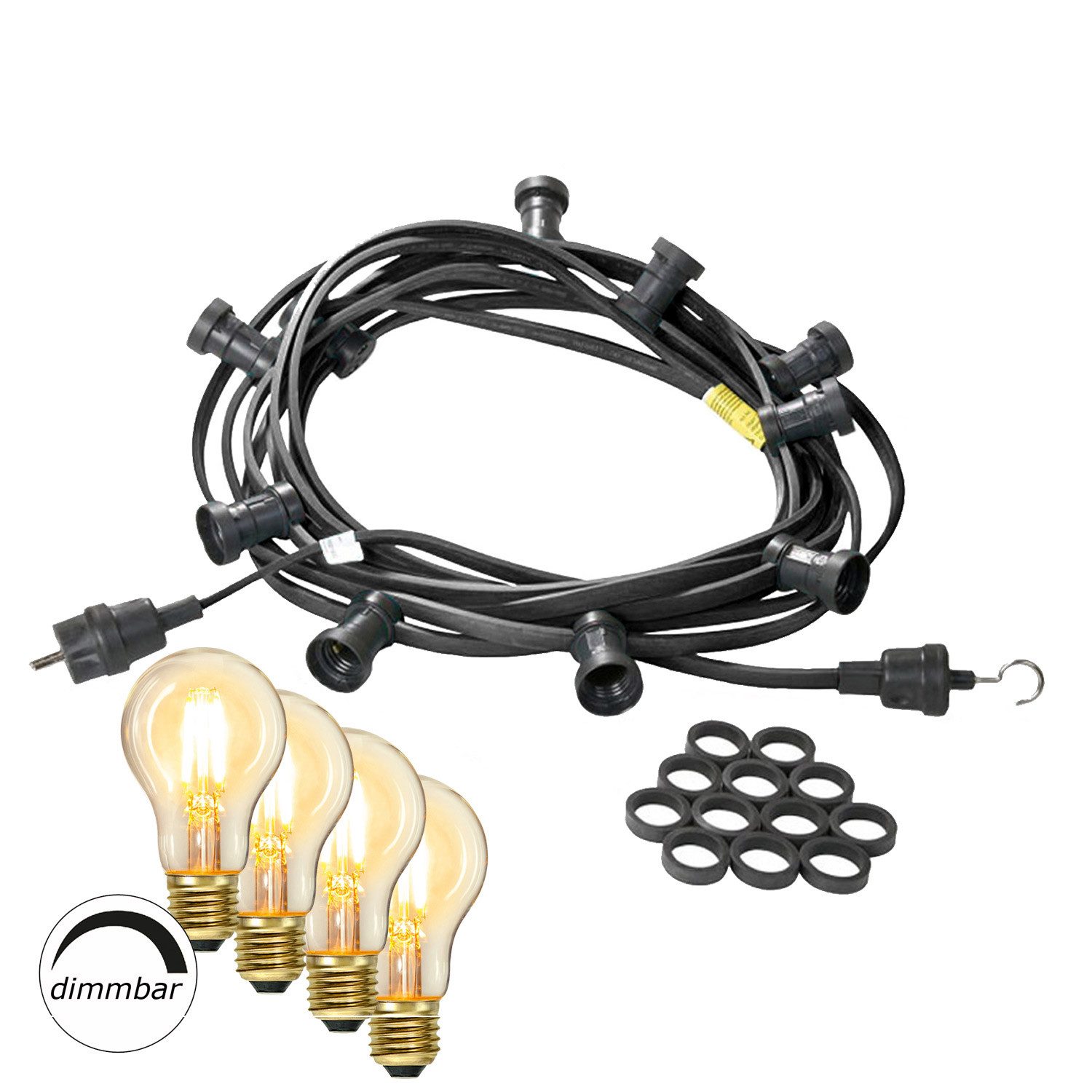 SATISFIRE LED-Lichterkette Illu- Party Garten Außenlichterkette 40m 40xLED Filament Glühbirne, 40-flammig