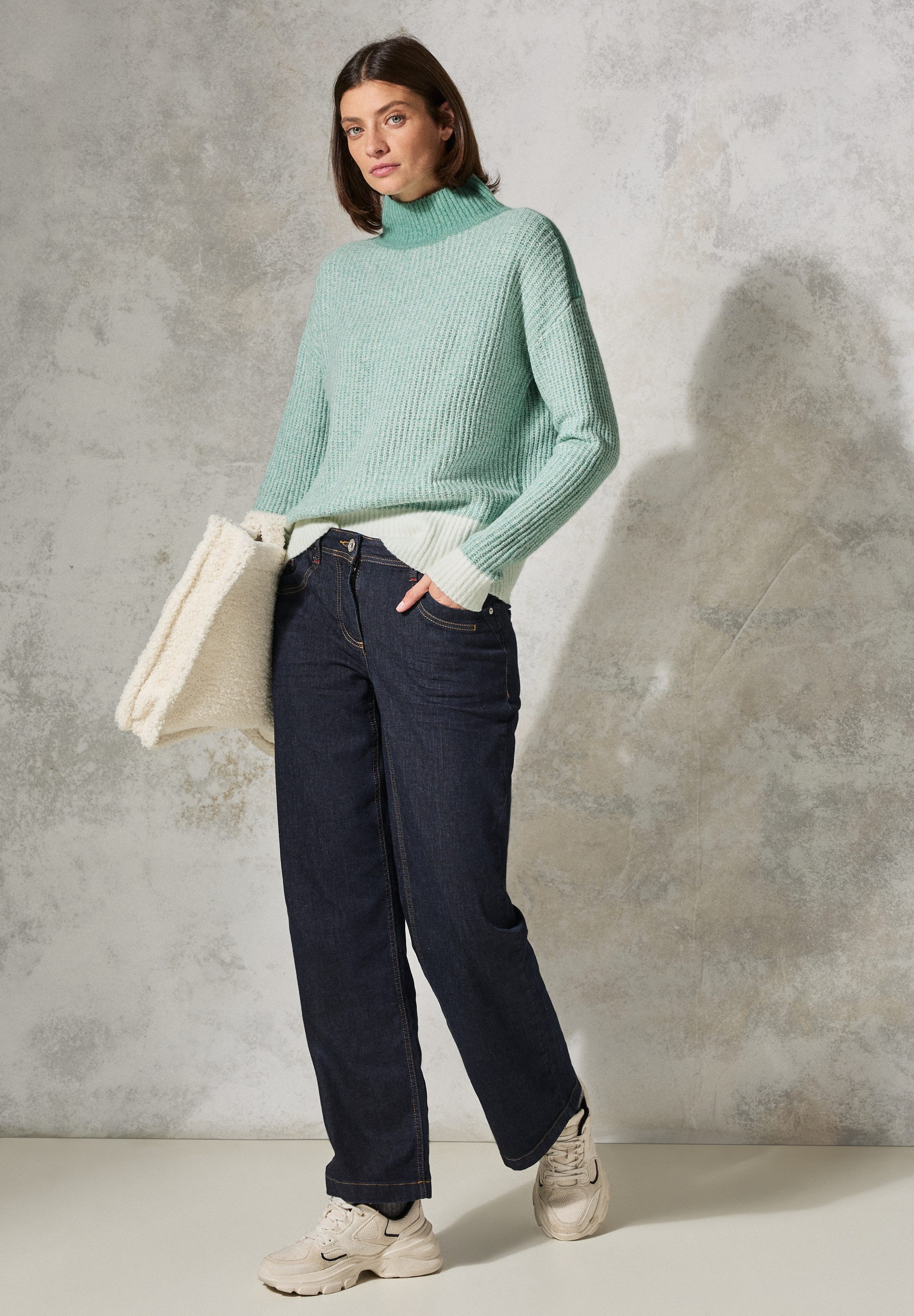 CECIL Rollkragenpullover im Melange Look