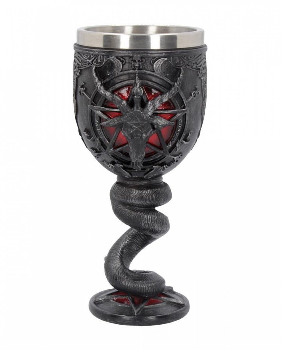 Dekofigur Baphomet Weinkelch als edle Gothic Tischdeko