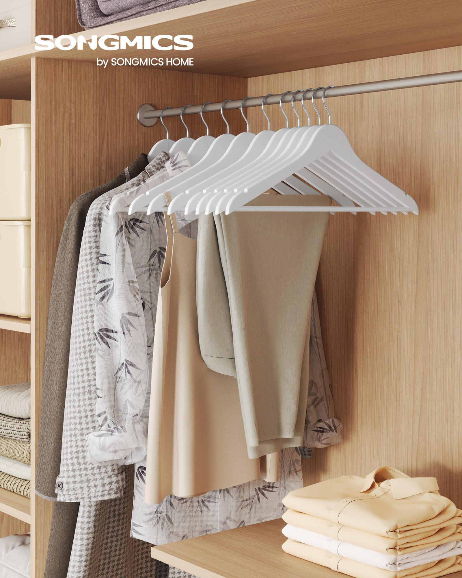 SONGMICS Kleiderbügel, (30-tlg), Holzbügel schlank, 0,8 cm dünn, 360° drehb günstig online kaufen