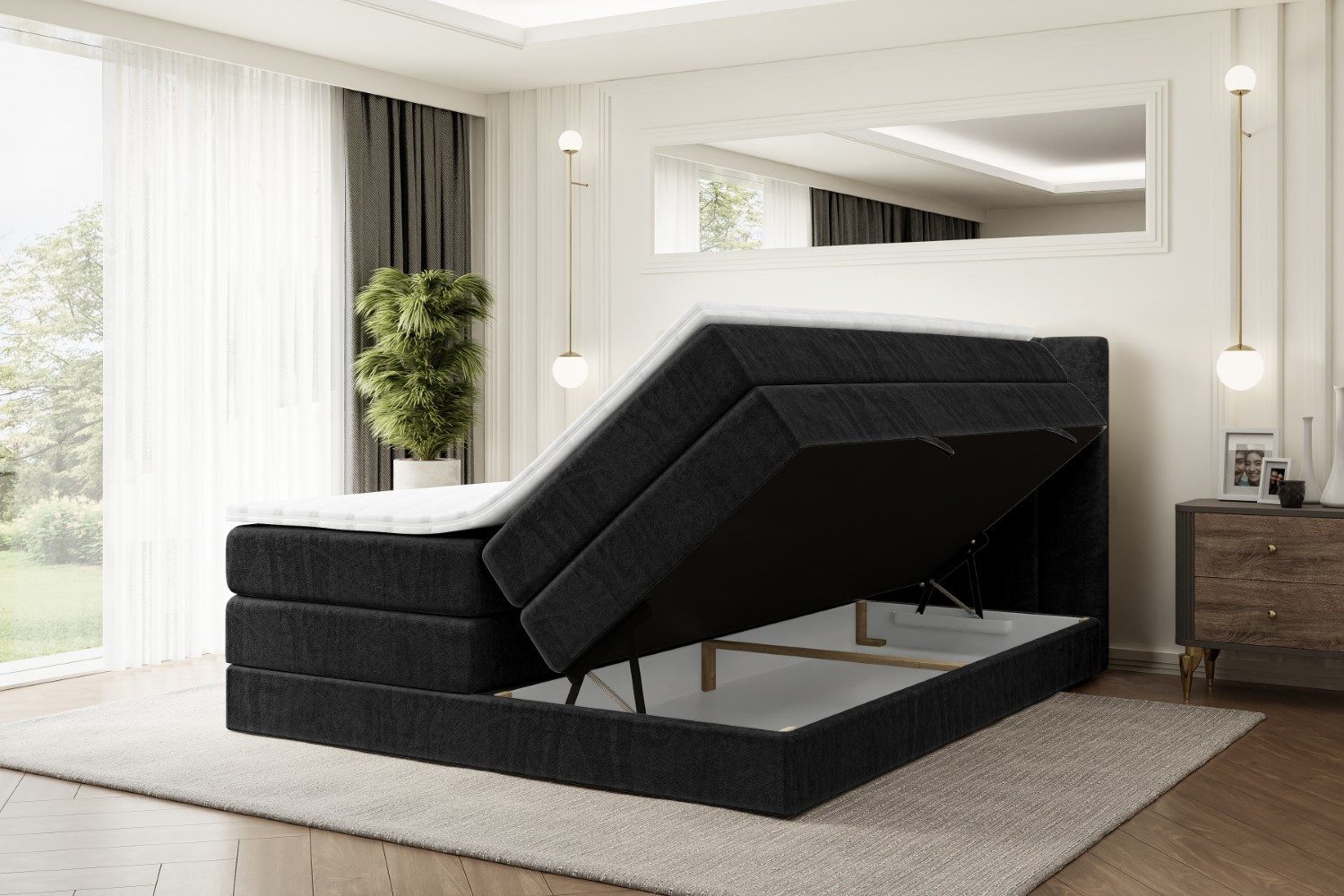 ALTDECOR Boxspringbett OTTA KING (Multipocket-Matratze H4, H3 Matratze Bonellfederung, Topper, Kopfteil)