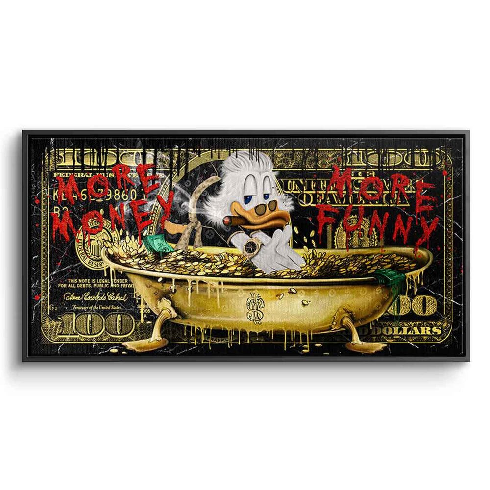 DOTCOMCANVAS® Leinwandbild More money duck 2.0, Leinwandbild More Money Duck 2.0 Comic Cartoon Wandbild Kunstdruck
