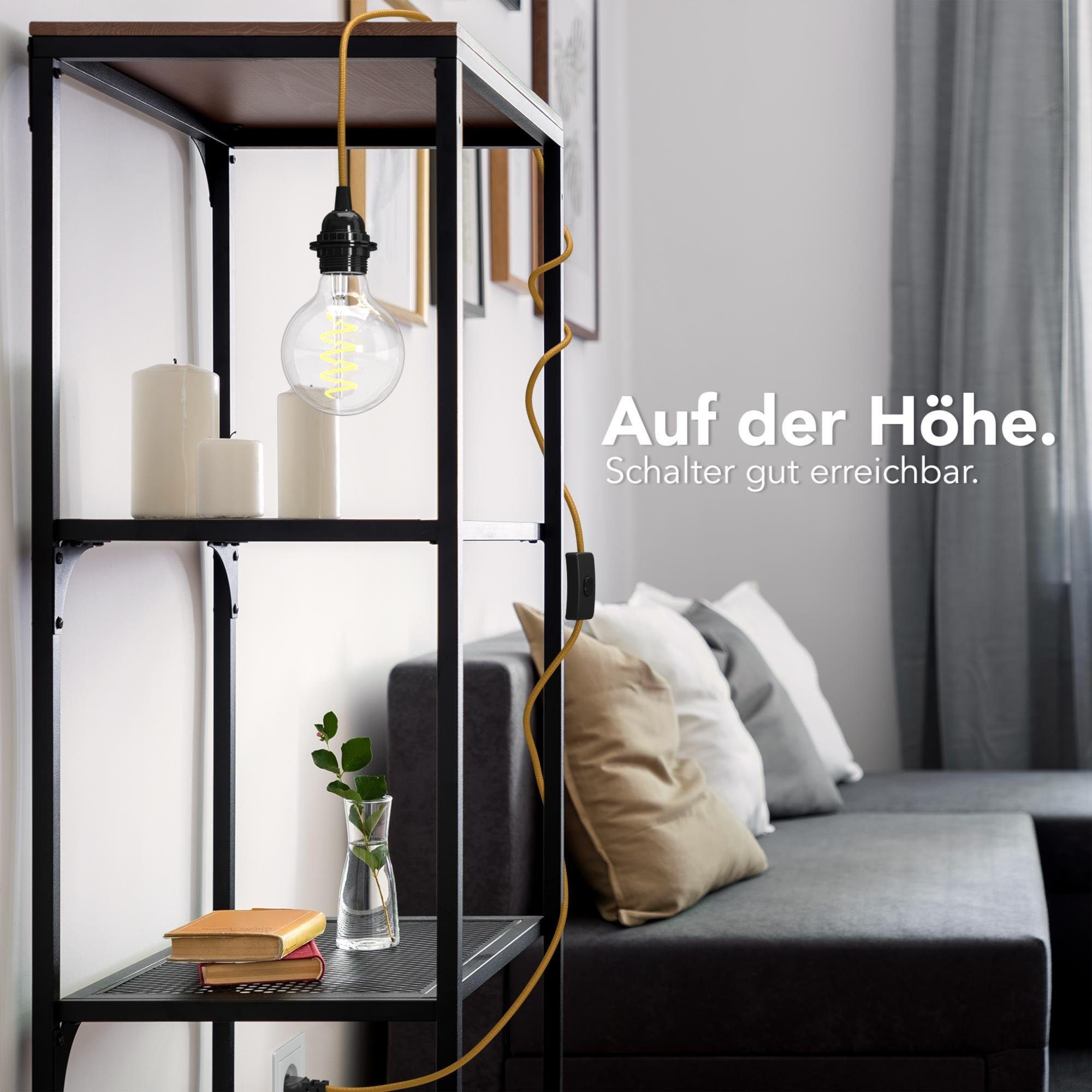 EAZY CASE Lampenfassung 3x E27 Lampensockel 3,5m Textil DIY Lampenschirme, (1-St), E27 Lampenfassung mit Stromtecker Stoff Kabel Vintage Leuchte Bronze