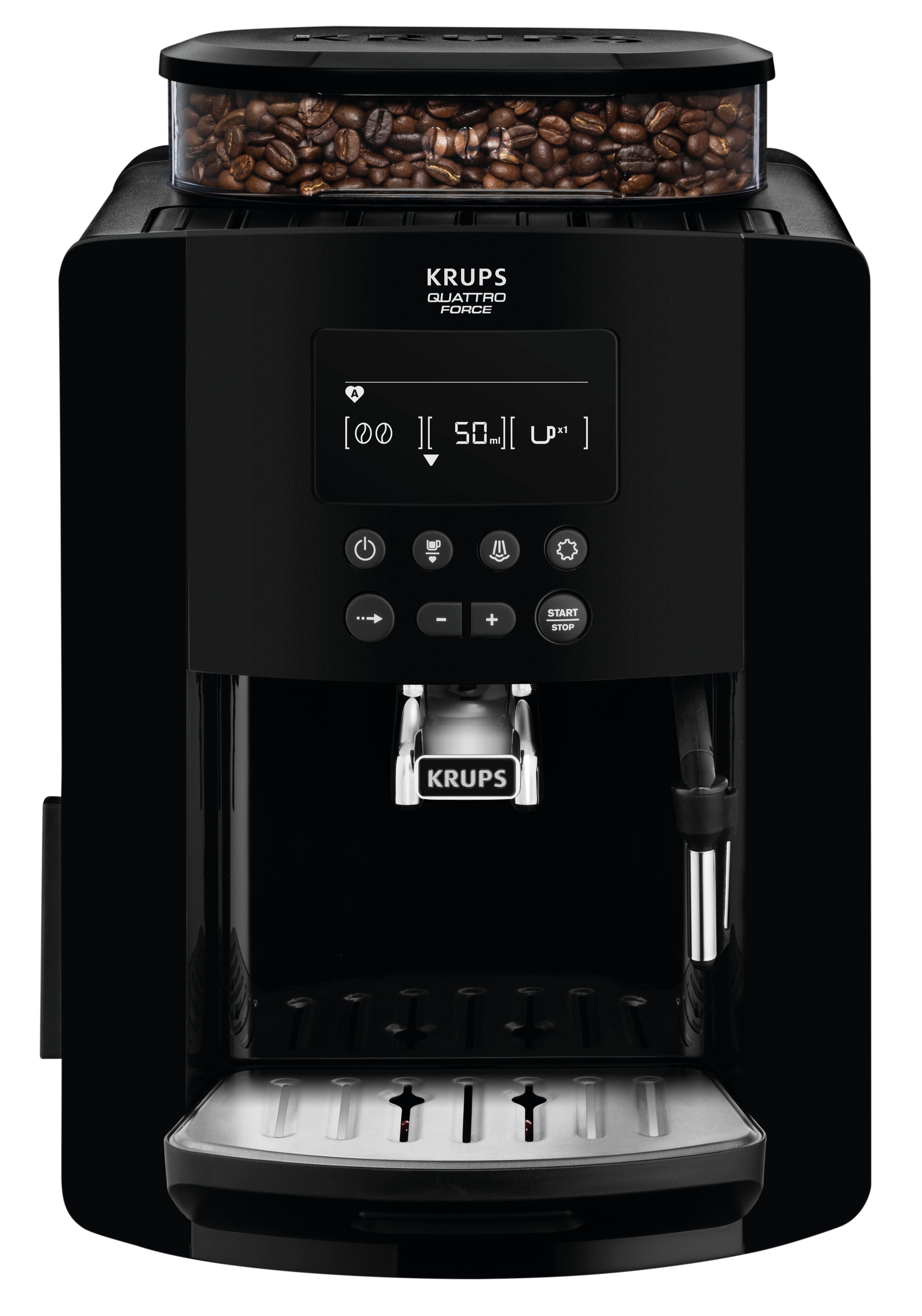 Krups Espressomaschine Krups EA817K Kaffeevollautomat Quattro Force mit Milchaufschäumdüse, 1,8L Wassertank individuell einstellbar verstellbarer Kaffeeauslauf