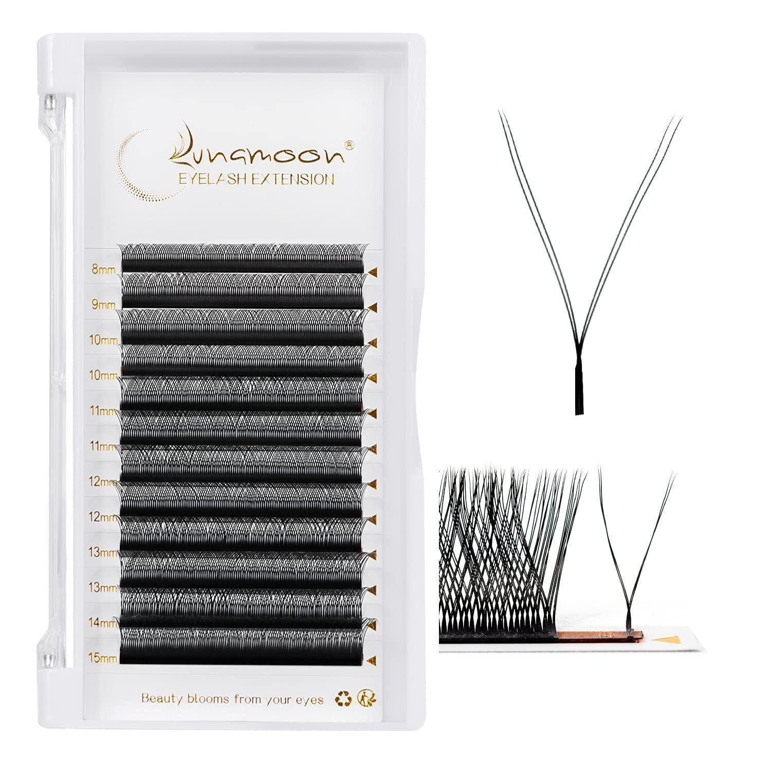 LuxusKollektion Einzelwimpern Wimpern Extension 2D YY 0.05 D 8-15mm