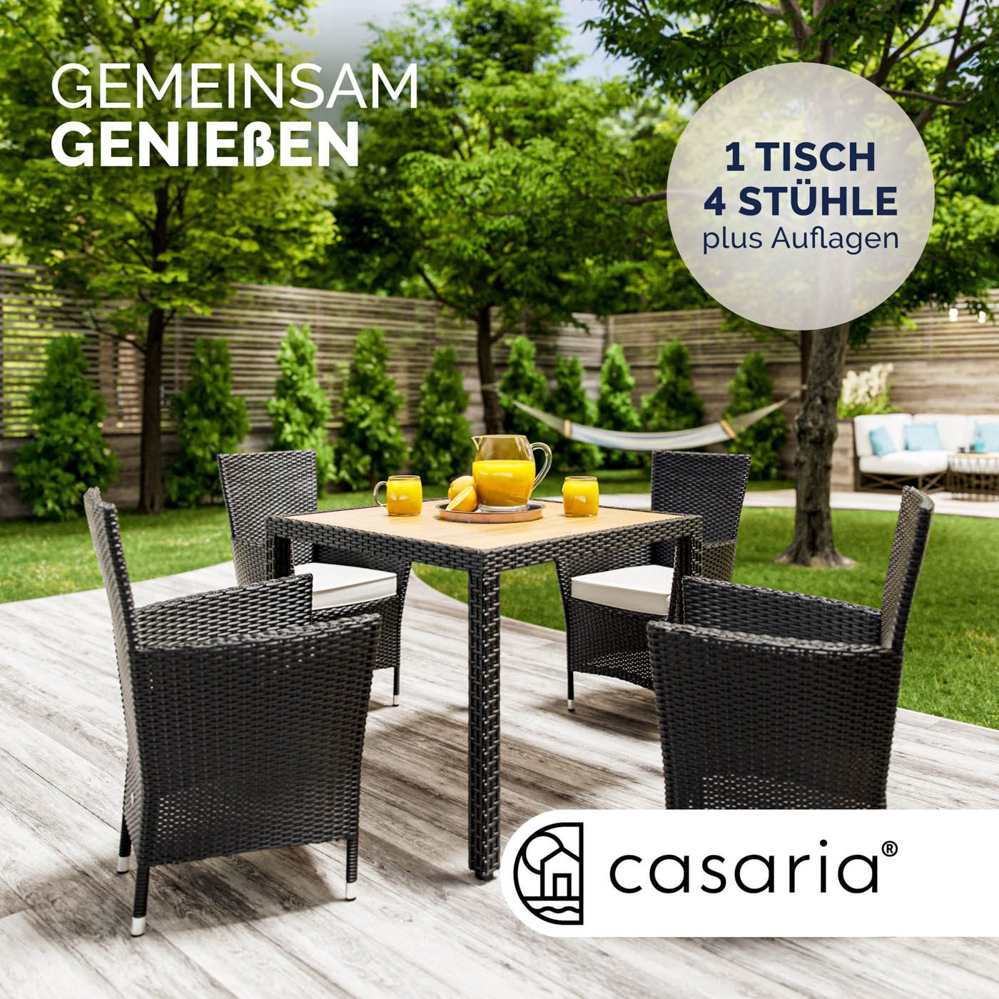 Casaria Garten-Essgruppe, (5-tlg), Polyrattan 4 Personen günstig online kaufen