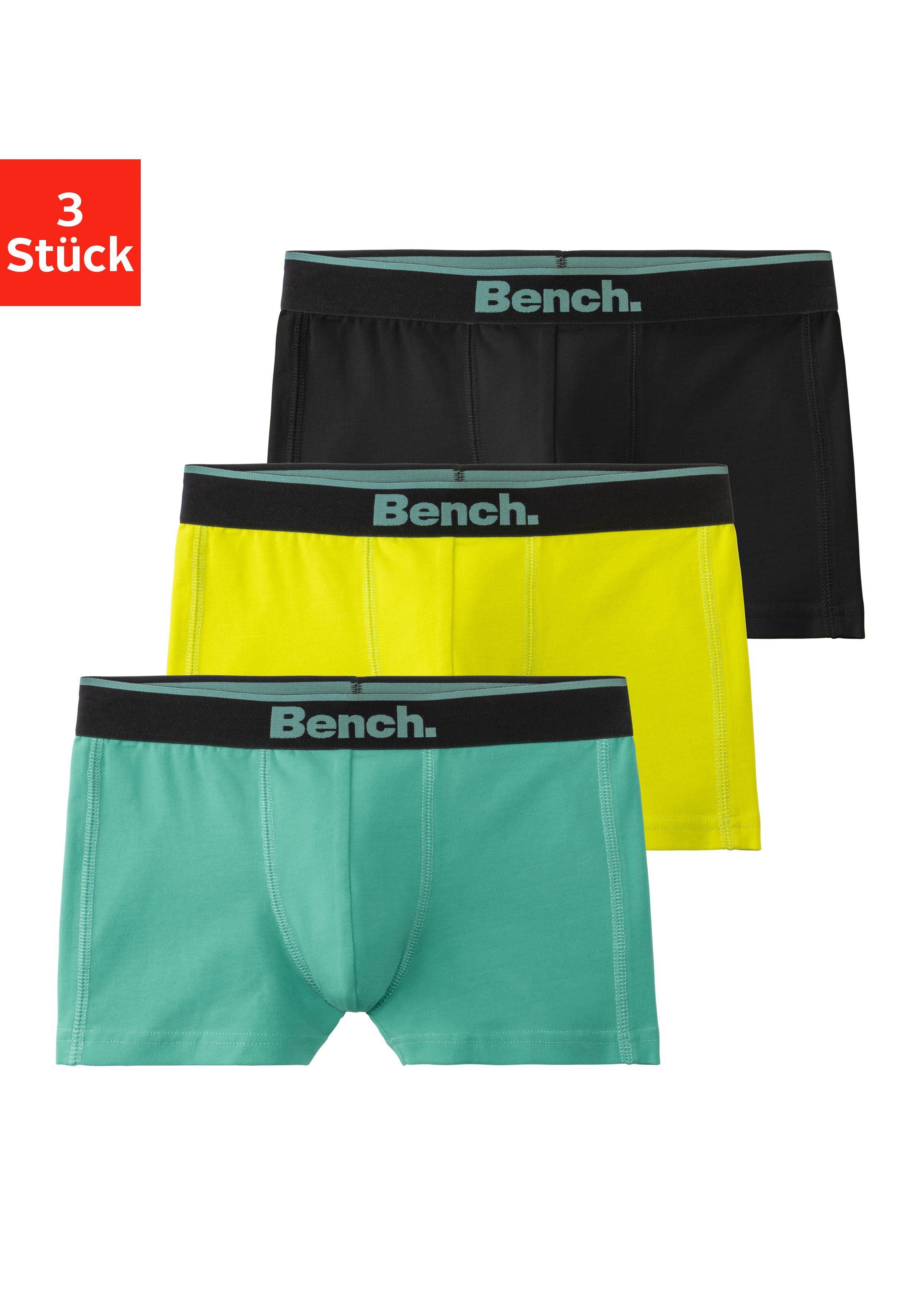 schwarz Boxer mit / / grün Ziernähten Bench. vorn (Packung, lime 3-St)