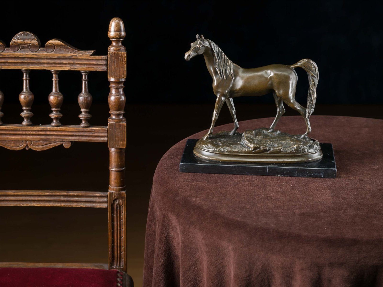 Aubaho Figur Pferd Bronze Bronzeskulptur Araber Bronzefigur Skulptur Skulptur Antik-St