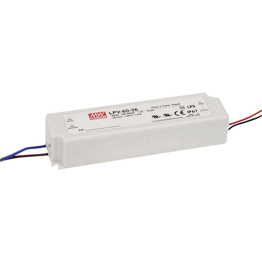 MW Mean Well LPV-60-24 LED-Trafo Konstantspannung 60 W 0 - 2.5 A 24 V LED Trafo