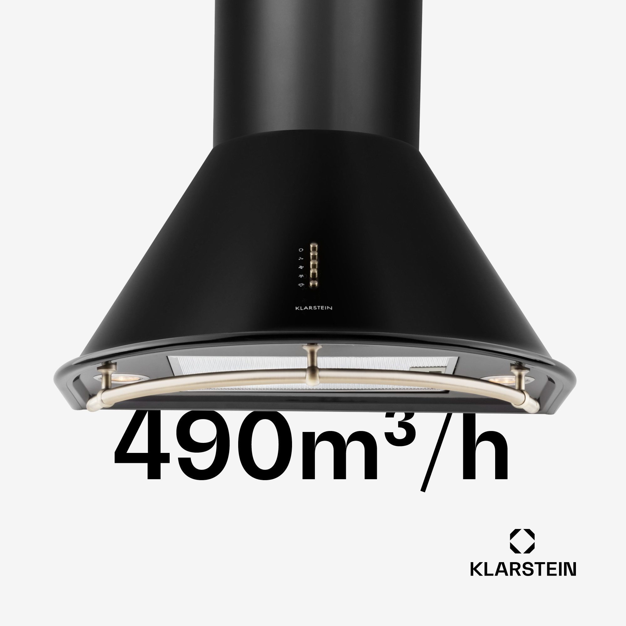 Klarstein Deckenhaube Noir Retro-Dunstabzugshaube 60cm 490 m³/h LED-Leuchten – Bild 5 von 5