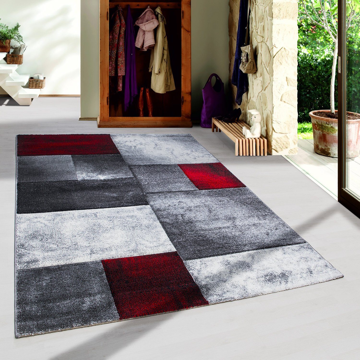 SIMPEX24 Teppich Kariert Design, Läufer, Höhe: günstig online kaufen