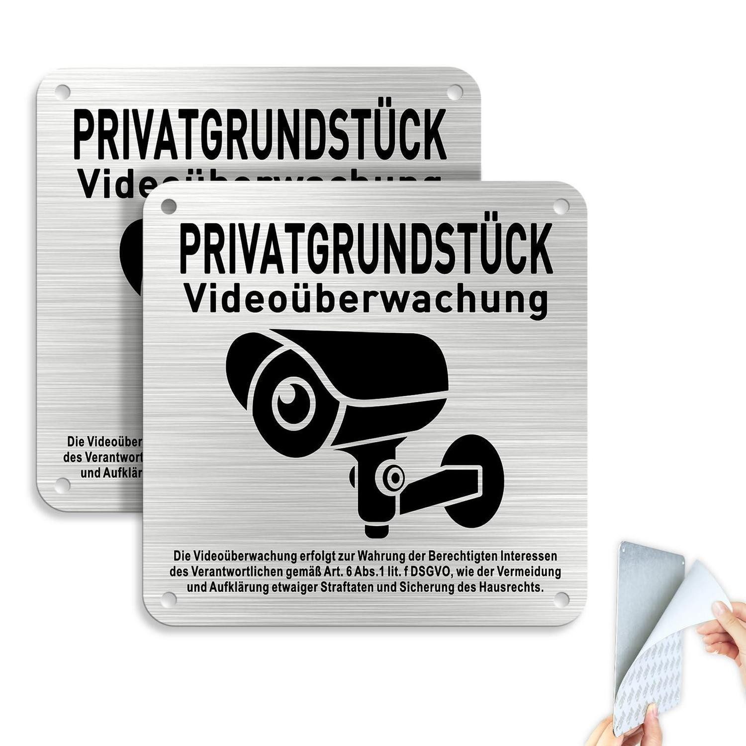 LuxusKollektion Hinweisschild Videoüberwachung Schild 12x12cm 2er-Set, (2 St)