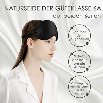 Lubgitsr Schlafmaske Seiden Schlafmaske für Frauen und Herren, Verstellbare Augenmaske, 2-tlg.