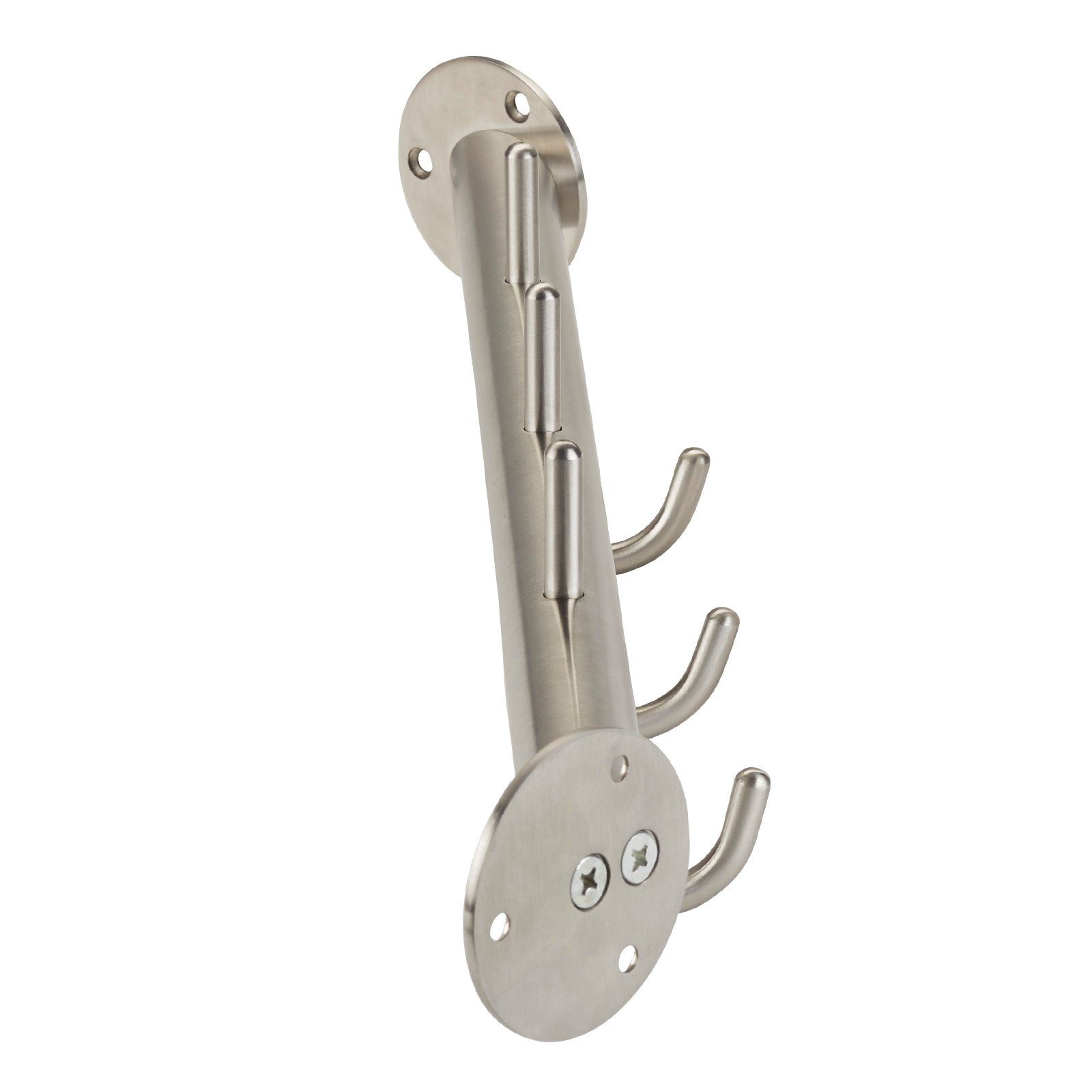 SO-TECH® Garderobenstange Eckgarderobe Antea 450 mm echt Edelstahl Ø 25 mm Flurgarderobe, mit 3 Haken Wandgarderobe Schrankgarderobe