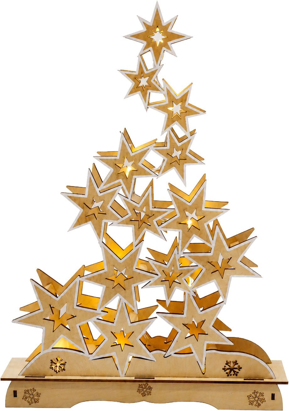 OTTO home LED Dekoobjekt Holzdekoration Weihnachten, Timerfunktion, LED fest integriert, Warmweiß, Gratis-Hänger, 6h-Timer,Höhe 21 cm